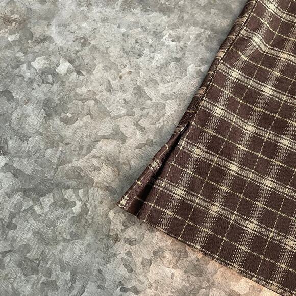 NWT Vintage Tracy Evans Plaid Schoolgirl 90s Y2K Mini Skirt 11 Large Brown Tan - Picture 2 of 12